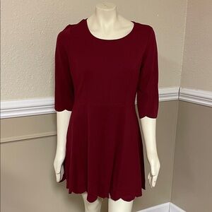 Lulu's Cumulonimbus Clouds Burgundy Skater Dress Size XL